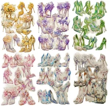 Dream Glass Slipper PET Stickers - 60 Pcs Shell Sea Thyme Yarn Design, Waterproo