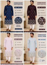 Elegant Embroidery Damn Work Fancy Traditional Kurta Pajama Set For Men's 16-SH