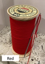 Giant Faux Spool of Thread - 9.5" Red