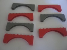7x Lego 3308  Bogenstein rot dunkelgrau 1x8 B...