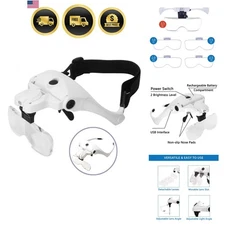 Magnifying Glass with Light LED Head Mount Loupe Jewelry Watch Repair Craft