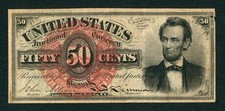 50¢ Cents Fourth Issue ((LINCOLN)) U.S. Fractional Currency ** CURRENCY