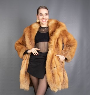 9087 AMAZING REAL CANADIAN RED FOX COAT FUR JACKET PELZ BEAUTIFUL LOOK SIZE M