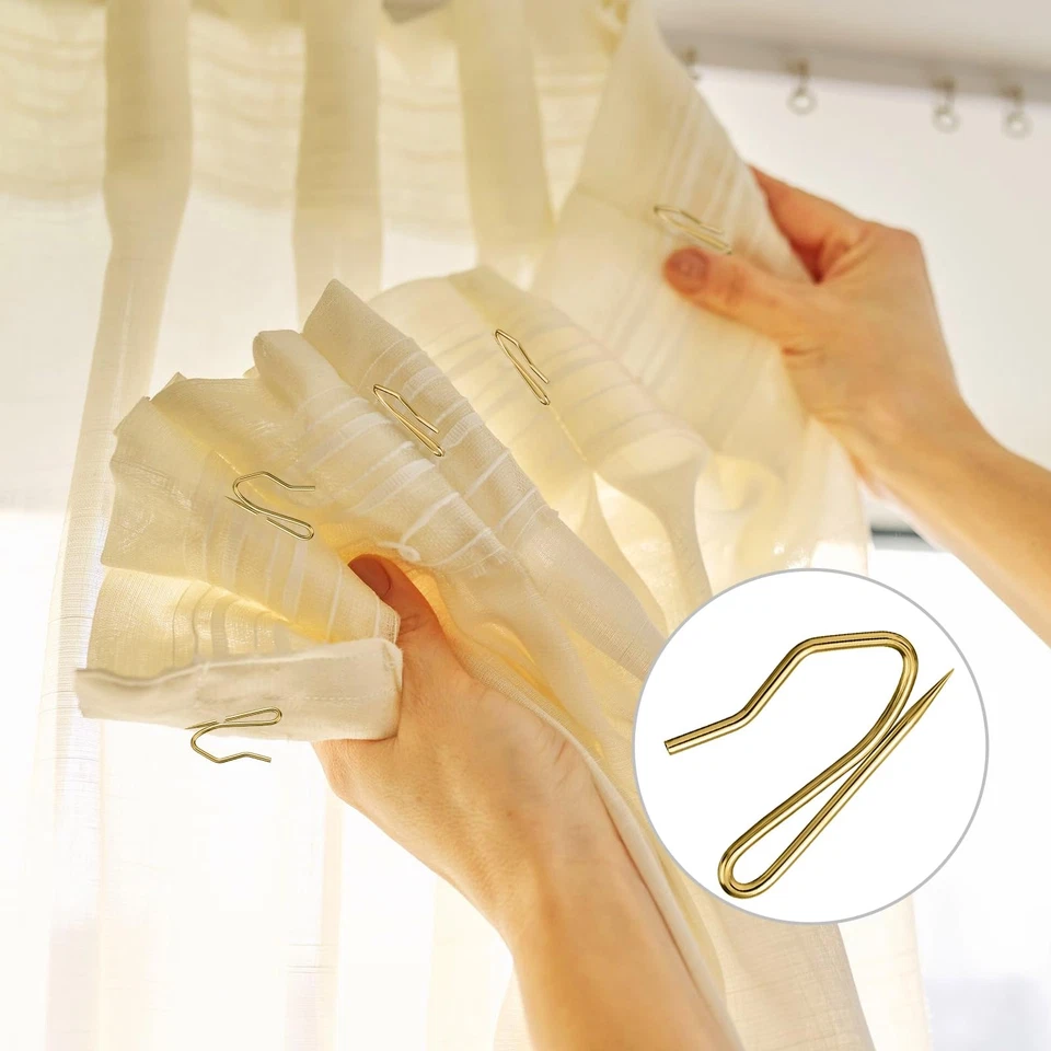 1.26 Inch Curtain Rings With Hooks, Metal Drapery Clips, Gold - Image 4 of 4