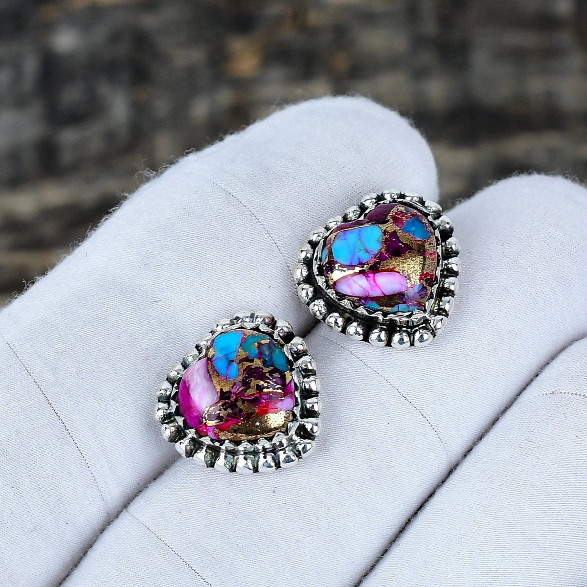 Orecchini Bohemien A Goccia Cuore In Pietra Turchese - Gioielli Etnici Per Donne E Ragazze - Regalo Ideale - 4