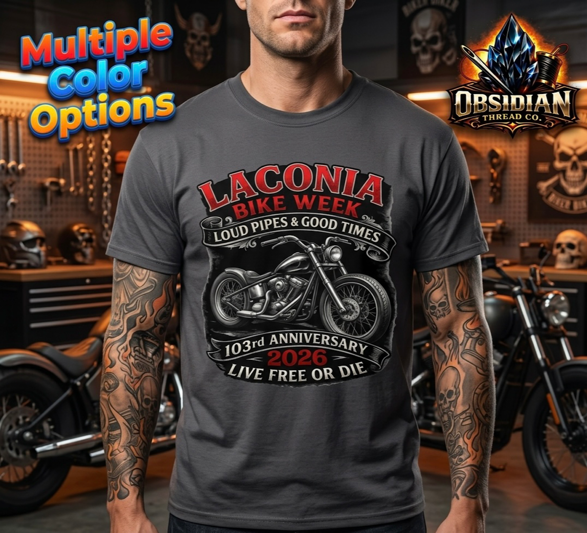 Laconia Bike Week 2026 Shirt 103rd Rally NH Motorcycle Biker Tee