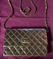 Golden Crossbody Bag Quilted.Vintage bag about 4 1/2" x 7"