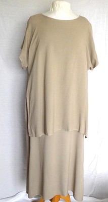 Sahara Beige Sand Summer Dress Viscose UK Size M Plus