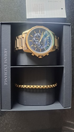 Armani Exchange Banks Uhr mit Goldarmband + Armband AX7151SET