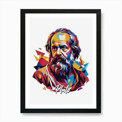 Platon 03 Portrait WPAP Pop Art Art gerahmtes Wandbild Poster Leinwanddruck Bild