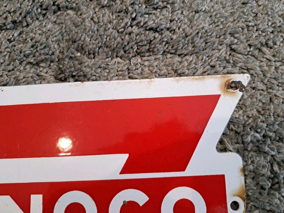 Vintage Porcelain Metal Conoco Triangle Sign 7.5 x 8 INCHES | eBay