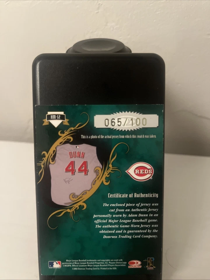 Donruss Adam Dunn 2003 materiales de jonrón #HM-12 65/100 Foto 2 de 2