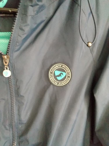 Aubrion Navy/Teal XL Equestrian Slit Back Horse Riding Hooded Women's Raincoat - Picture 5 of 13