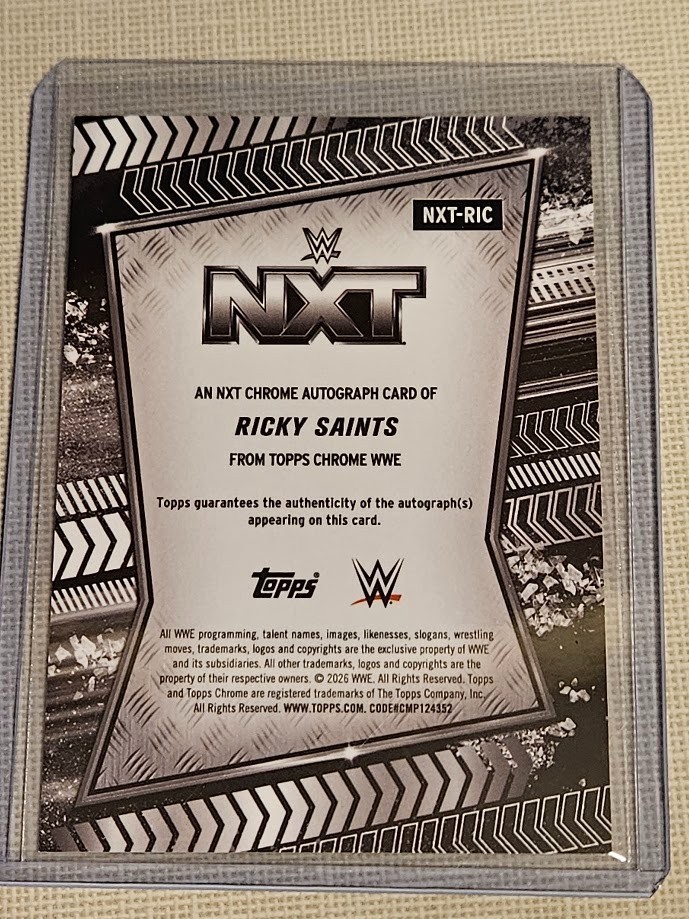 2026 Topps Chrome WWE Ricky Saints NXT Base Auto #NXT-RIC view 2