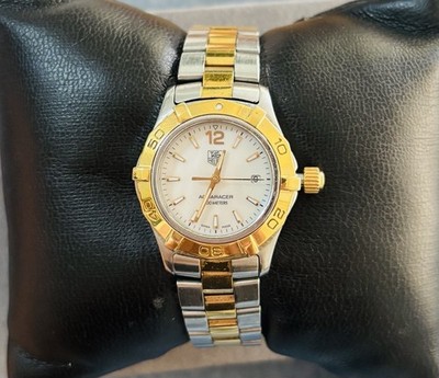 TAG Heuer Aquaracer 18K Gold SS Mother of Pearl WAF1424 28mm 6  NewBattery Box