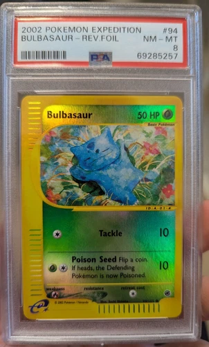 2002 POKEMON EXPEDITION #94 BULBASAUR-REVERSE FOIL PSA 8 Vintage WOTC Low POP