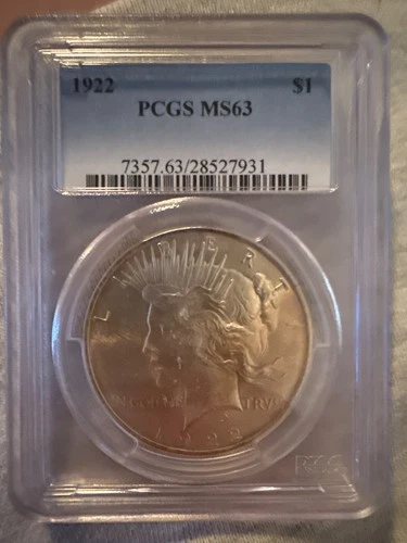 1922 PCGS MS63 Morgan Peace Dollar