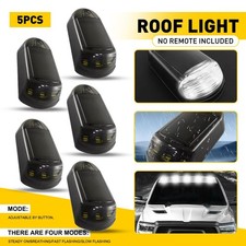 5pcs Light Solar White Powered Cab Roof Lamp Smoked Case Pickup Trucks Universal