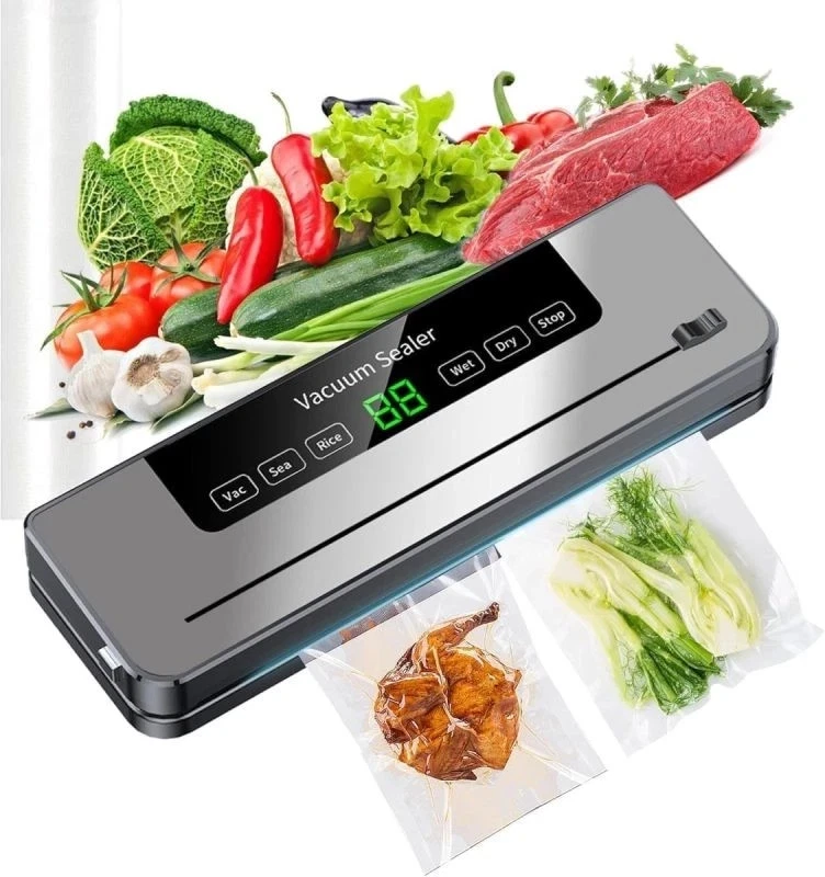 Food Vacuum Sealer Machine 6 In 1 With Cutter LED Display Home Kitchen