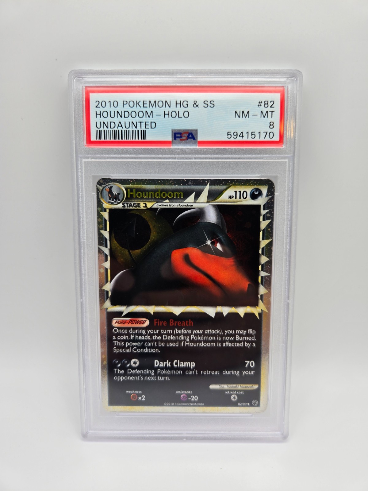 Pokemon PSA 8 Houndoom Prime | 82 | Undaunted HG SS Holo Rare TCG