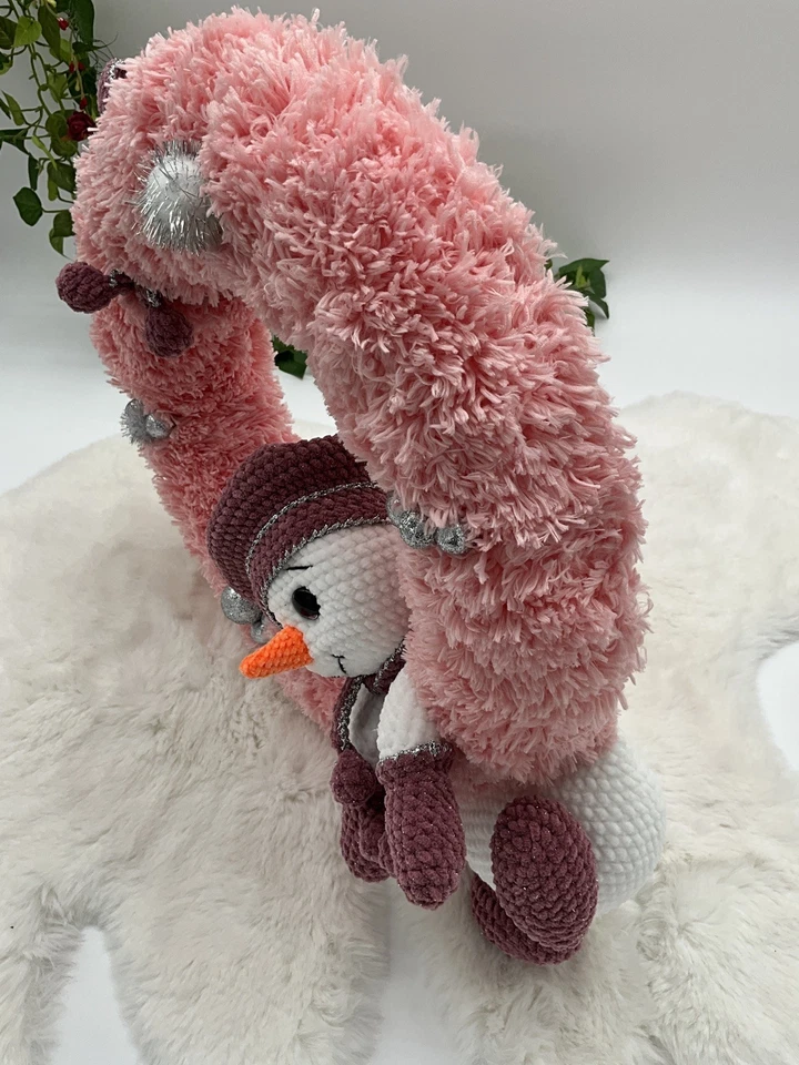 Gehäkelter Schneemann im Türkranz ca.50cm - Bild 3 von 4