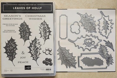 Stampin Up STAMP/DIE SET BUNDLE * LEAVES OF HOLLY * NEW, 2-STEP STAMPS & DIES!