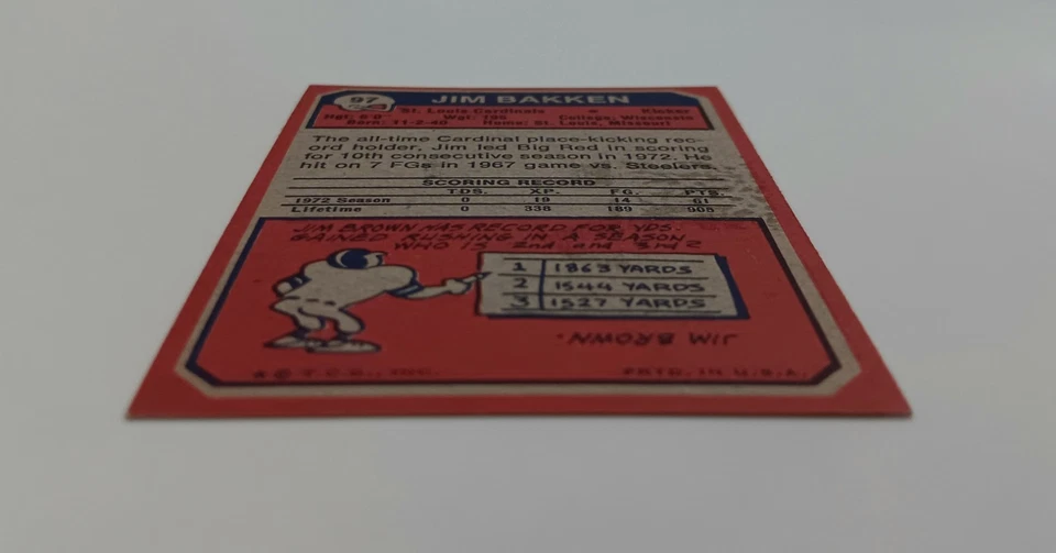 Topps 1973 Jim Bakken #97 St. Louis Cardinals, Signed Autographed Football Card - Image 3 of 3