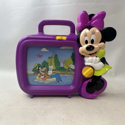 Disney Minnie Mouse Scrolling TV Wind Up Musical Toy Works Vintage