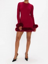 Show Me Your Mumu Fran Dress Cranberry Rib With Faux Fur