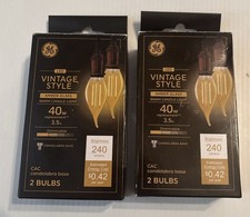 4 GE Vintage Style LED Light Bulbs 40 Watt Dimmable Candelabra Base Amber Glass