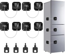 4PCS Fridge Lock Combination, Self-Adhesive Refrigerator Locks Freezer Black