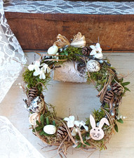 Türkranz Türdeko Frühling Kranz mit Osterhase mit Moos Reisig Palmkätzchen