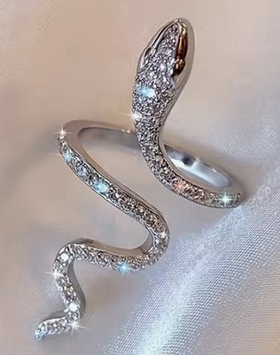 SCHLANGENRING KC VERGOLDET DESIGN RING ZIRKONIA MIKROBESETZTER SPIRAL SCHLANGEN