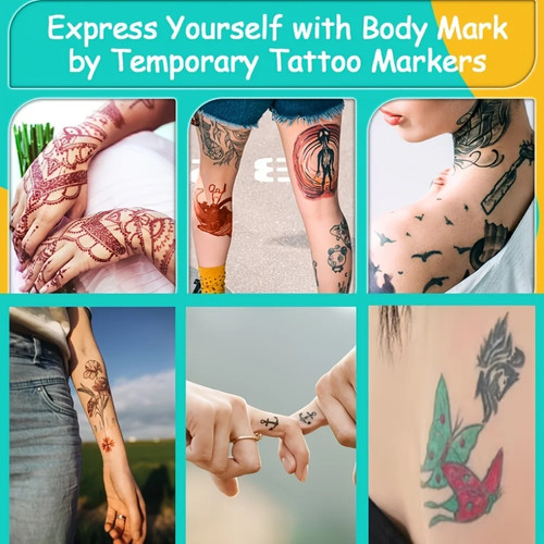 Temporary Skin Tattoo Pen with 10 Colors,Long-Lasting Colors,Dual-Ended Design - Picture 11 of 13