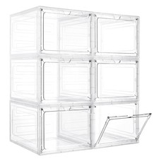 6 Pack Storage Bins with Lids, 19 Qt Stackable Clear Storage Box