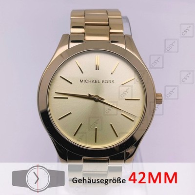 Michael Kors MK3179 Edelstahl Analogue Slim Runway Gold-Ton Damenuhr 42mm