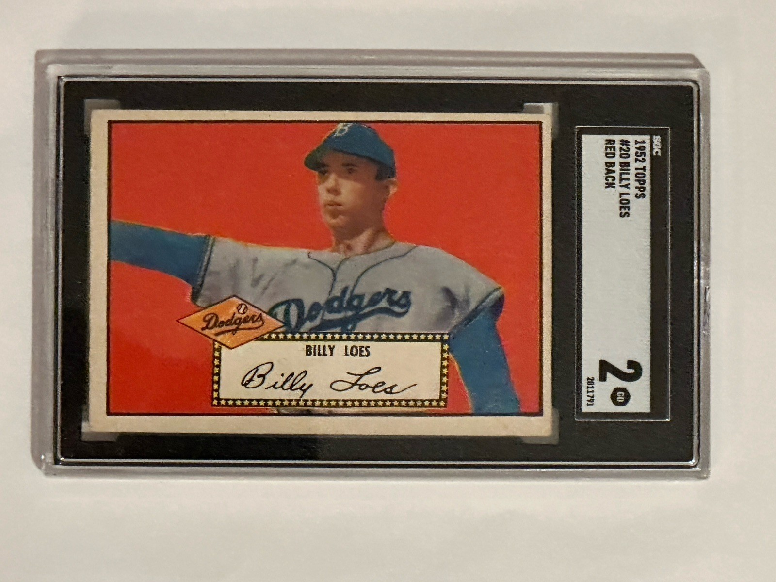 1952 Topps - Billy Loes #20 Red Back (RC) SGC 2 GD
