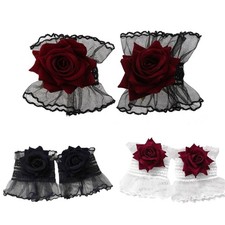 Womens Short Lace Cuffs 4" Long Fingerless Glove for Wedding Bride Prom