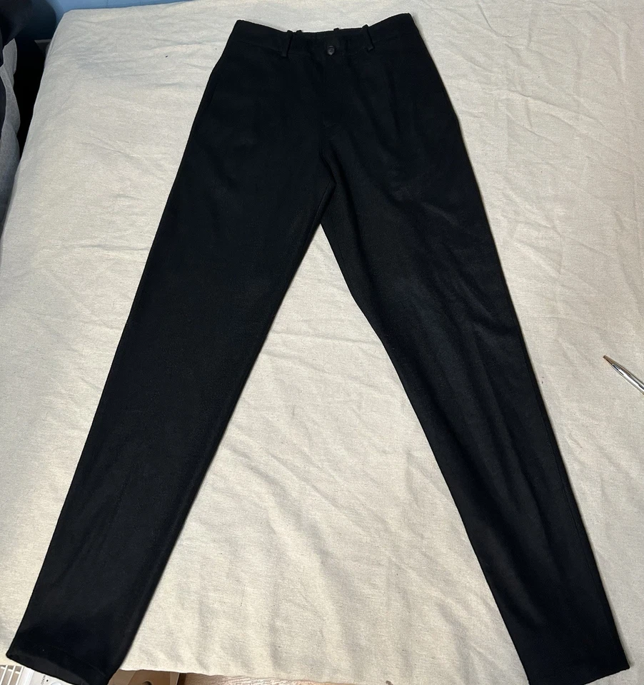 Emporio Armani Made in Italy Black Wool Trousers Pants Slim Fit 28” Waist B2