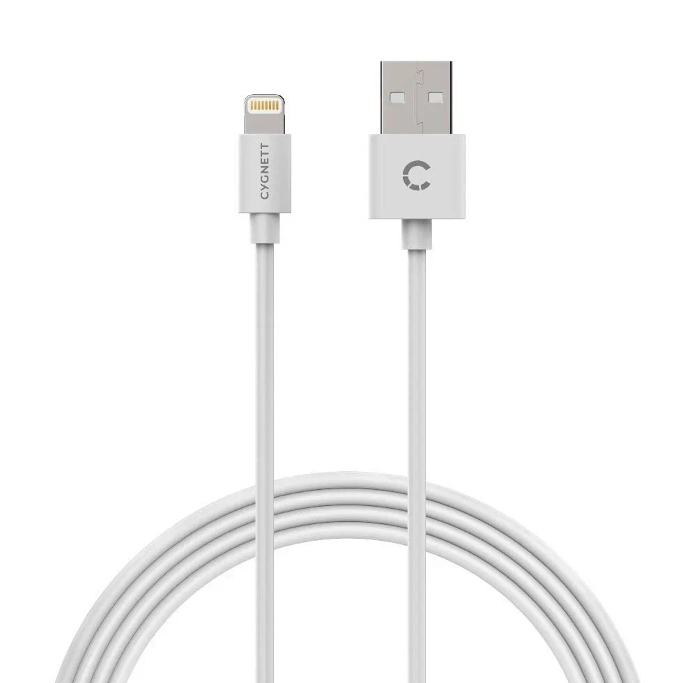 Cygnett 2.2M 8-Pin USB-A Charge & Sync Cable White Compatible with iPhone