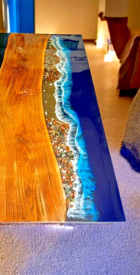 Luxury Epoxy Resin Table Top Live Edge Modern Home Decor Dining Coffee Furniture - Image 4 of 4