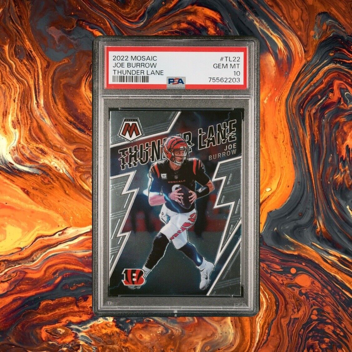 2022 PANINI MOSAIC THUNDER LANE JOE BURROW TL22 PSA 10 Pop 4 2022 PANINI MOSAIC THUNDER LANE JOE BURROW TL22 PSA 10 Pop 4
