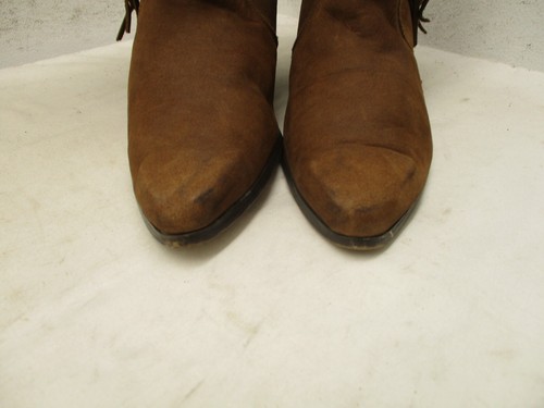 Botas de Vaquero Laredo Marrón Cuero Nobuck Flecos Mujer Talla 8.5 M Estilo 715 - Imagen 3 de 9
