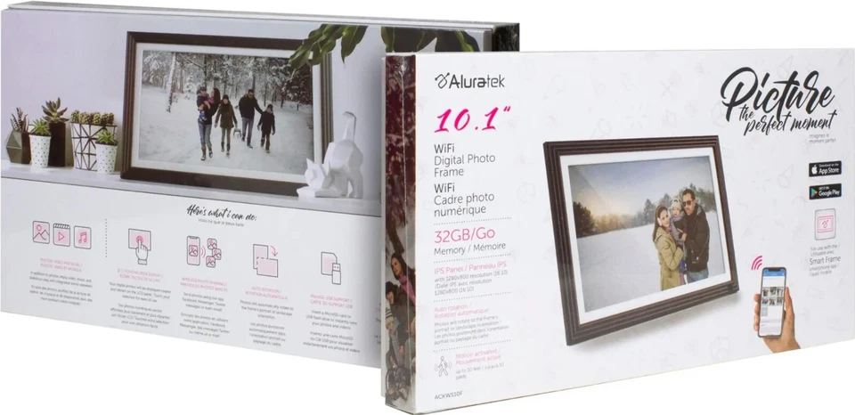 Aluratek 10" LCD Picture Frame Wi-Fi Touchscreen Digital Photo Black 32GB - New - Image 3 of 4