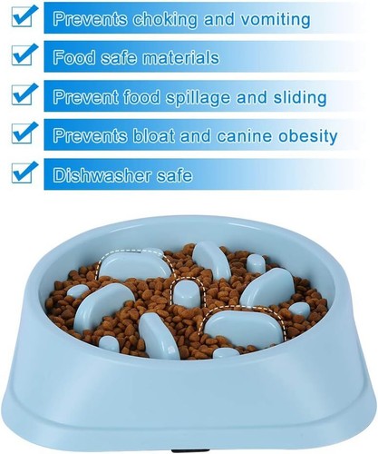 Dog Food Bowl Slow Feeder Large Small Pet Puppy Training Non Slip Plastic Health - Picture 4 of 24