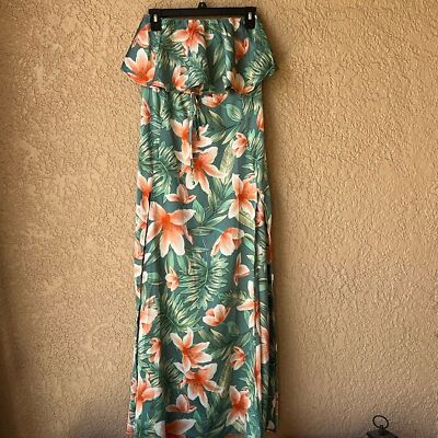 Ladies Floral Tropical Halter Maxi Dress with Ruffle and Slits Size xs |  eBay