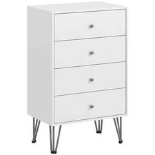 Modern Tallboy Tall Narrow 4 Drawer Chest of Drawers WHITE matte itzcominghome
