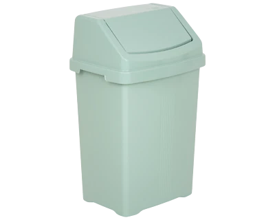 WHAM Pattumiera a battente in plastica 50L coperchio rimovibile pattumiera rifiuti durevole argento salvia