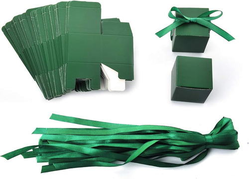 Dark Green Gift Candy Box Bulk 2X2X2 Inches with Green Ribbon Party Favor Box,Pa - Picture 5 of 6
