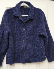 100% Wool Cardigan Jacket, Blue, Blarney Woolen Mills Button Down, From Ireland